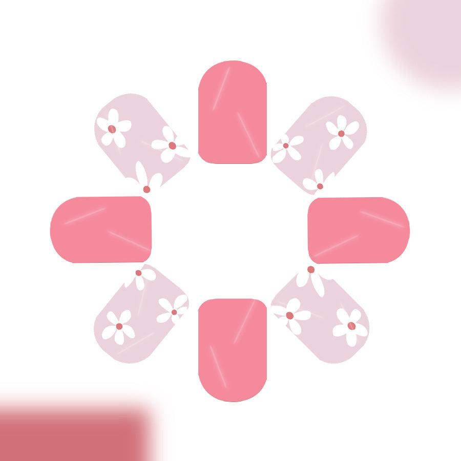 Whimsical Garden Short Square Pink Floral Press On Nail Set