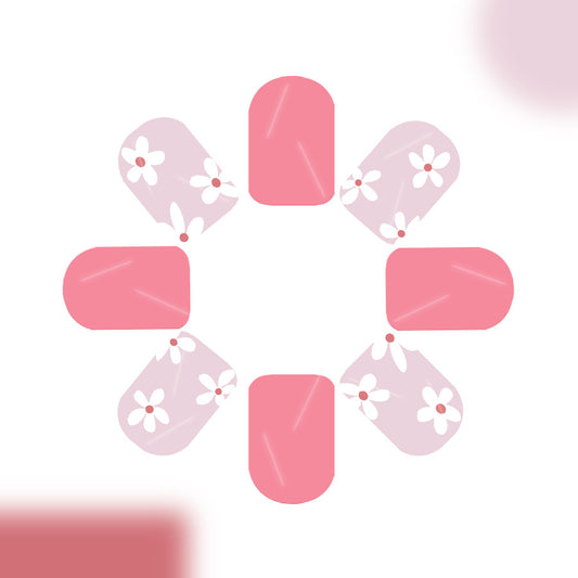 Whimsical Garden Short Square Pink Floral Press On Nail Set