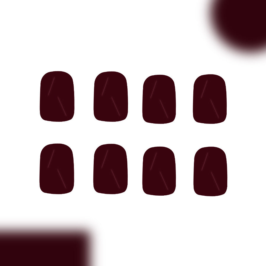 Nine dark red oval objects on a white background