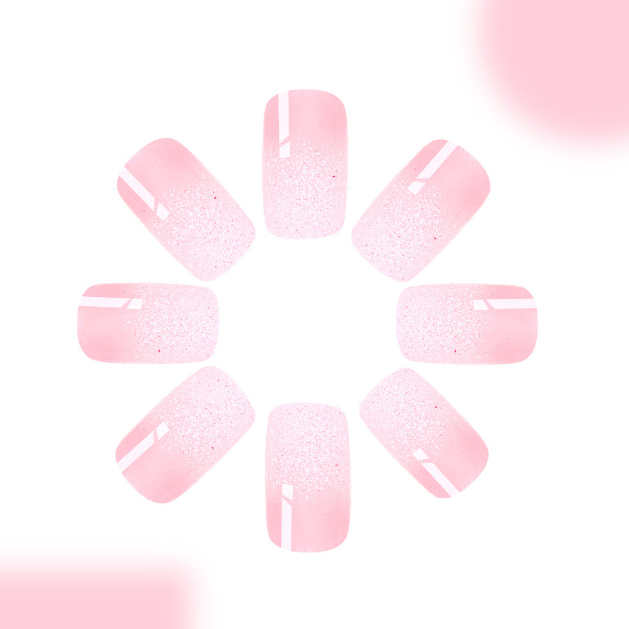 Dreamy Blossom Medium Square Blush Pink Glitter Ombre Press On Nail Set
