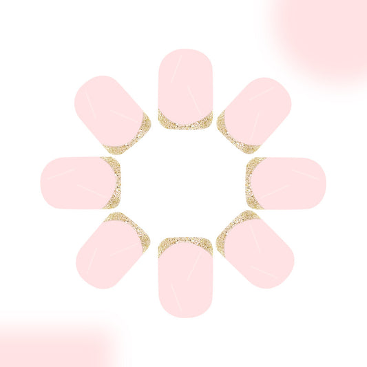 Whimsical Elegance Short Square Soft Pink with Sparkling Gold Tips Press-On Nail Set