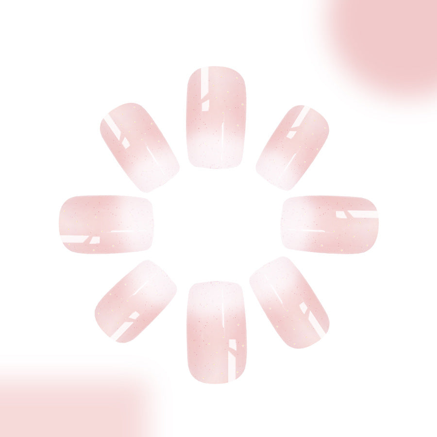 Delicate Blossom Medium Square Blush Pink Glitter Press On Nail Set