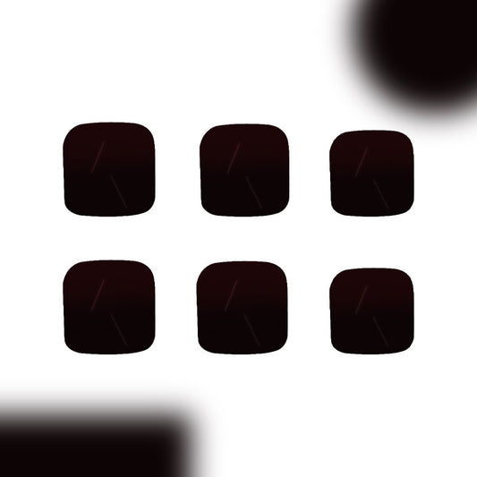 Six black square stickers on a white background