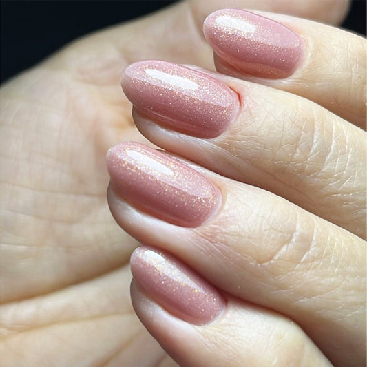 Chic Glamour Medium Oval Shaped Long Pink Press On Nail Set with Sparkling Finish