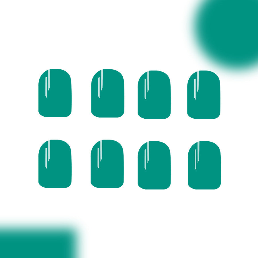 Ocean Breeze Glossy Medium Square Press On Nail Set with Unique Abstract Design