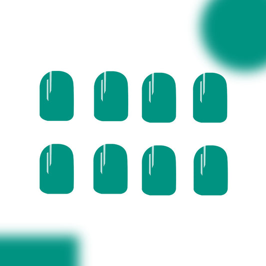 Ocean Breeze Glossy Medium Square Press On Nail Set with Unique Abstract Design
