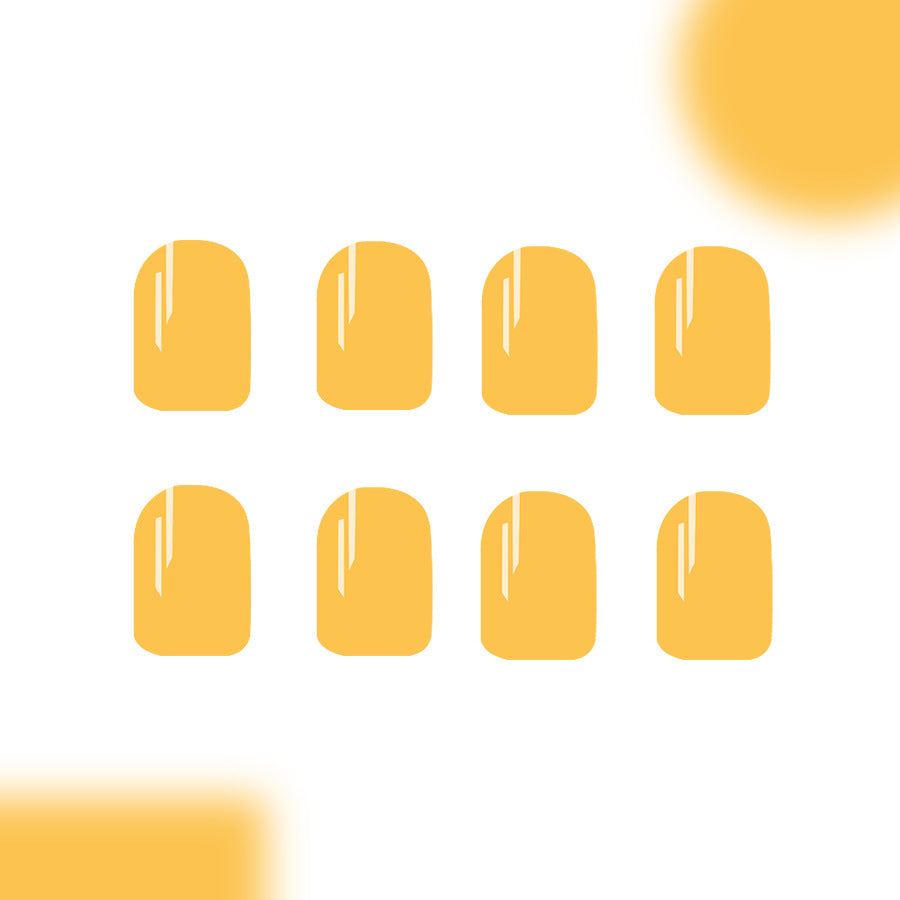 Sunny Delight Short Square Yellow Press On Nail Set with Shiny Finish