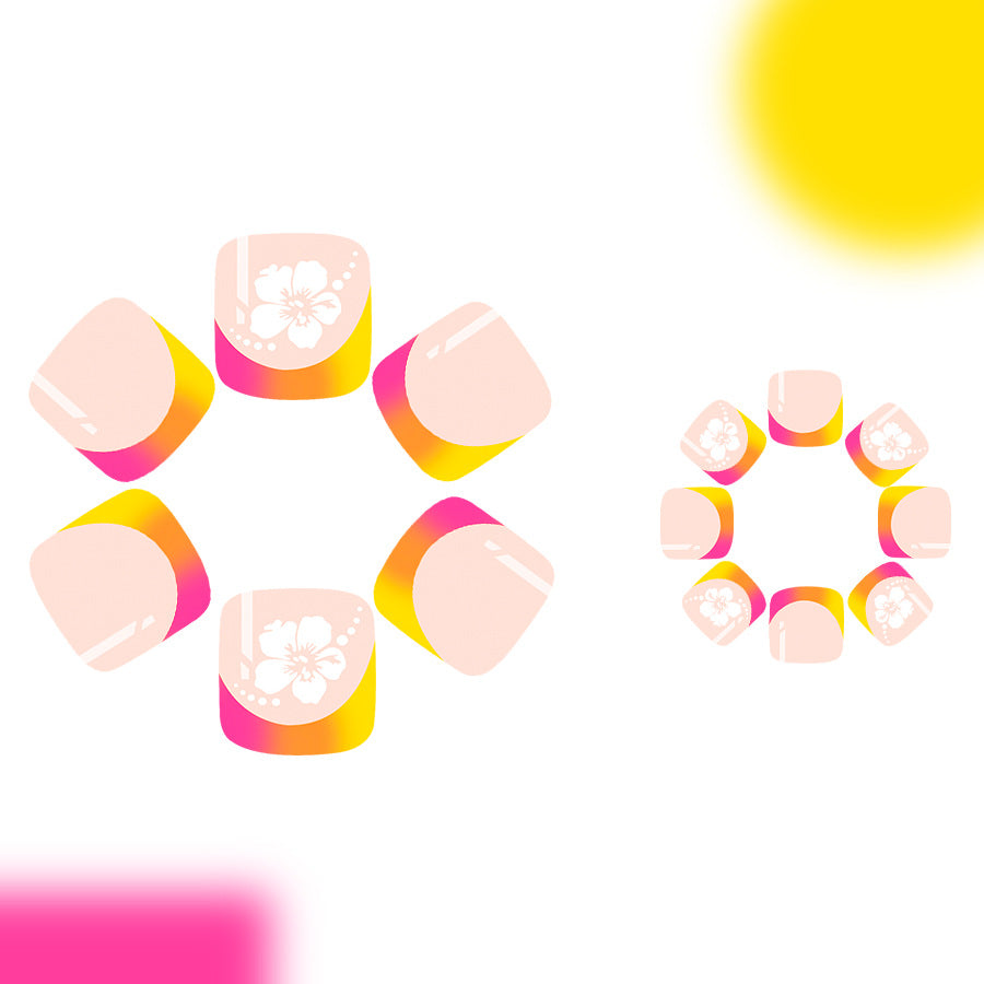 Tropical Vibes Short Square Toenail Set Ombre Pink with Elegant Floral Design