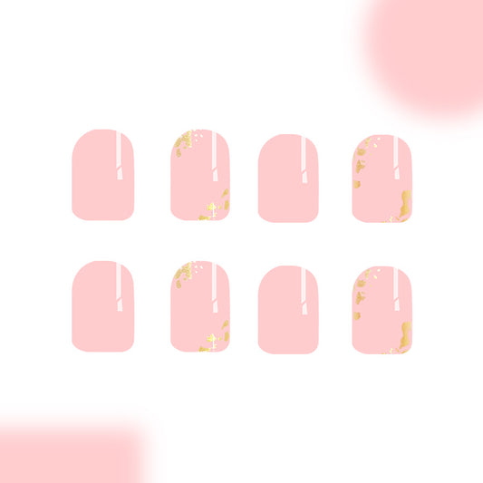 Blush Elegance Medium Square Pink Press On Nail Set with Glitter Accents