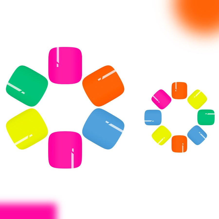 Colorful Celebration Short Square Press On Nail Set with Vibrant Gloss Finish