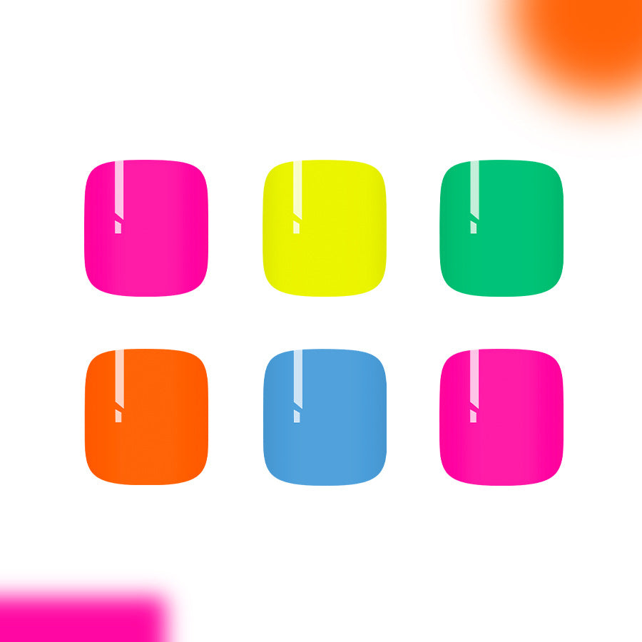 Vibrant Rainbow Collection Short Square Glossy Press On Nail Set with Luminous Shine