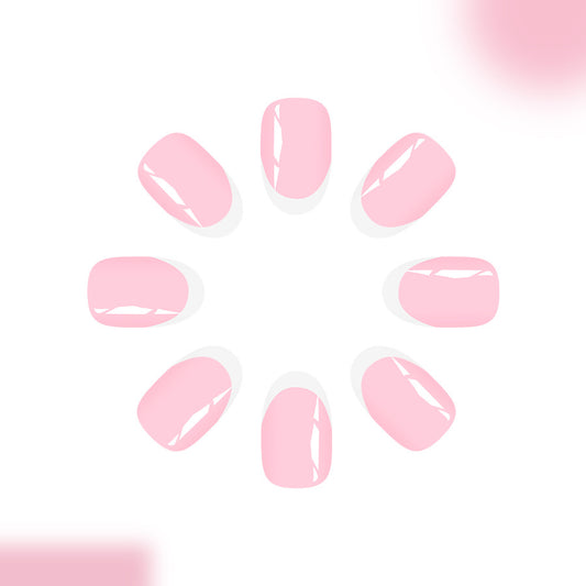 Chic Elegance Press On Nail Set Medium Oval Soft Pink Glossy Finish