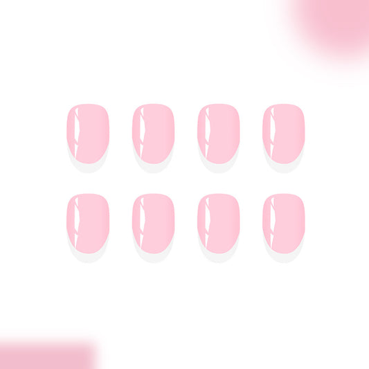 Blushing Serenity Medium Oval Shaped Glossy Pink Press On Nail Set with Elegant Shine