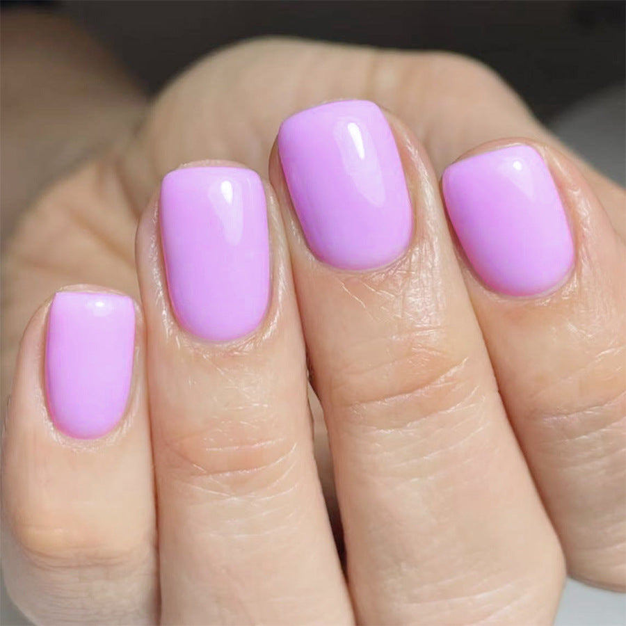 Whimsical Blossom Short Square Press On Nail Set Medium Length Smooth Glossy Lavender Finish