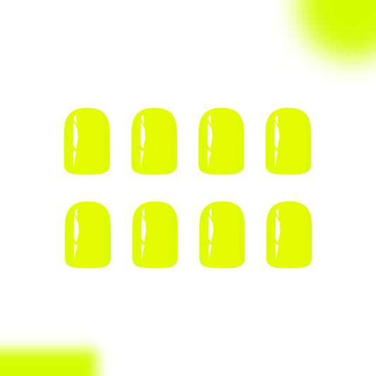 Neon Summer Dream Short Square Bright Yellow Glossy Press-On Nail Set