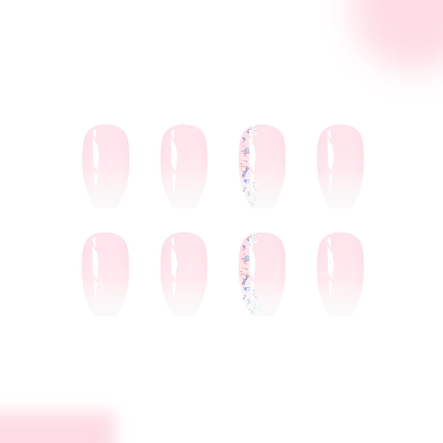 Blossom Dreams Medium Coffin Pink Ombre Press On Nail Set with Floral Accent