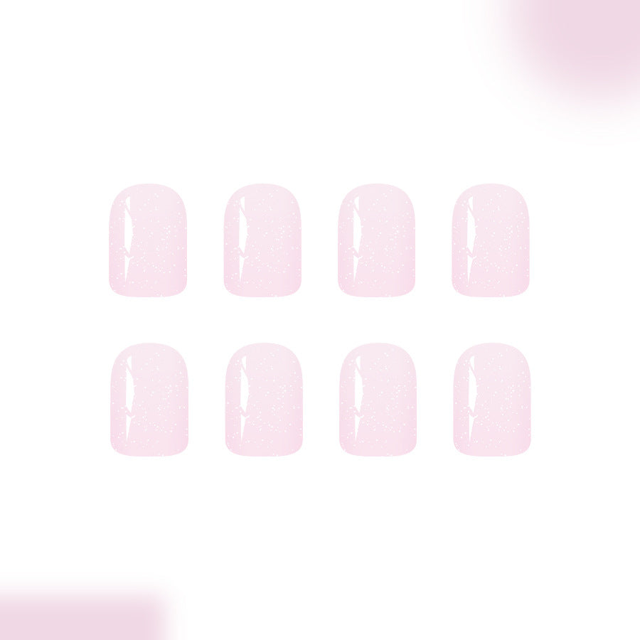 Whimsical Dream Glow Press on Nail Set Short Square Light Pink Sparkle Finish