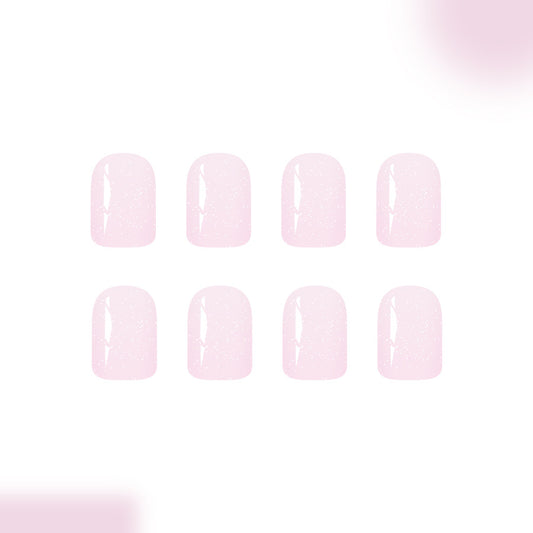 Whimsical Dream Glow Press on Nail Set Short Square Light Pink Sparkle Finish