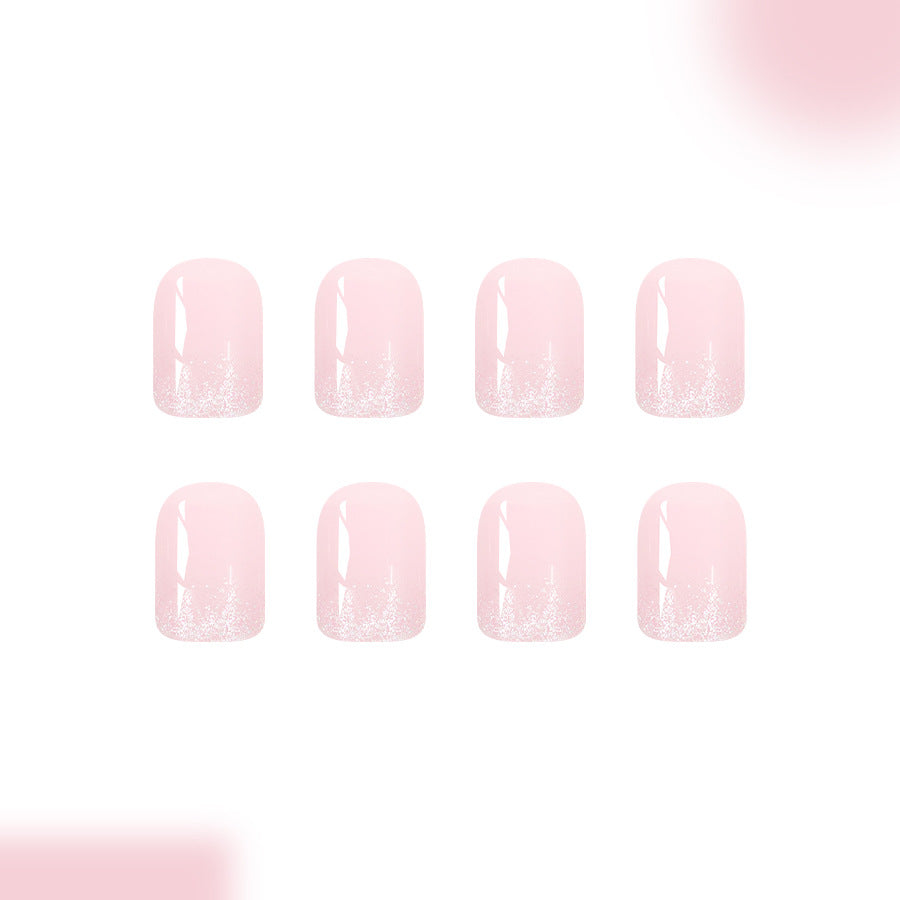Whimsical Dreamland Square Short Pink Ombre Glitter Press On Nail Set