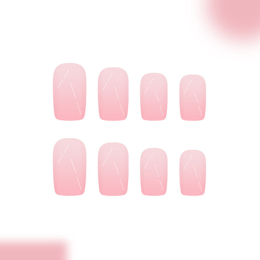 Blush Blossom Elegant Medium Square Press-On Nail Set in Soft Pink with Unique Minimalist Design