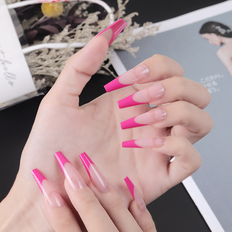 Neon Dream Long Coffin Press On Nail Set in Pink Ombre with Glossy Finish