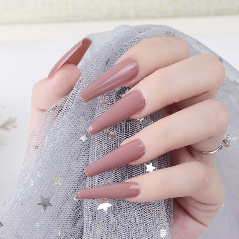 Glamorous Fantasy Long Coffin Press On Nail Set in Soft Pink Featuring High Gloss Finish
