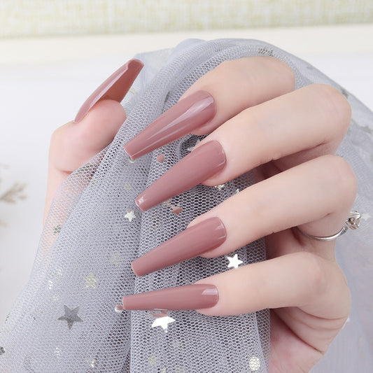Glamorous Fantasy Long Coffin Press On Nail Set in Soft Pink Featuring High Gloss Finish