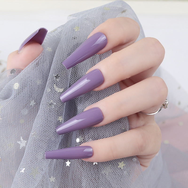 Mystical Serenity Long Coffin Purple Press On Nail Set with Glossy Finish