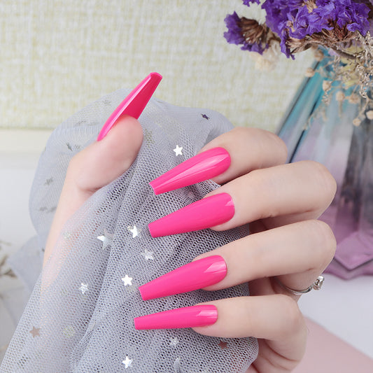 Glamorous Pink Dream Extra Long Coffin Press On Nails with High Shine Finish