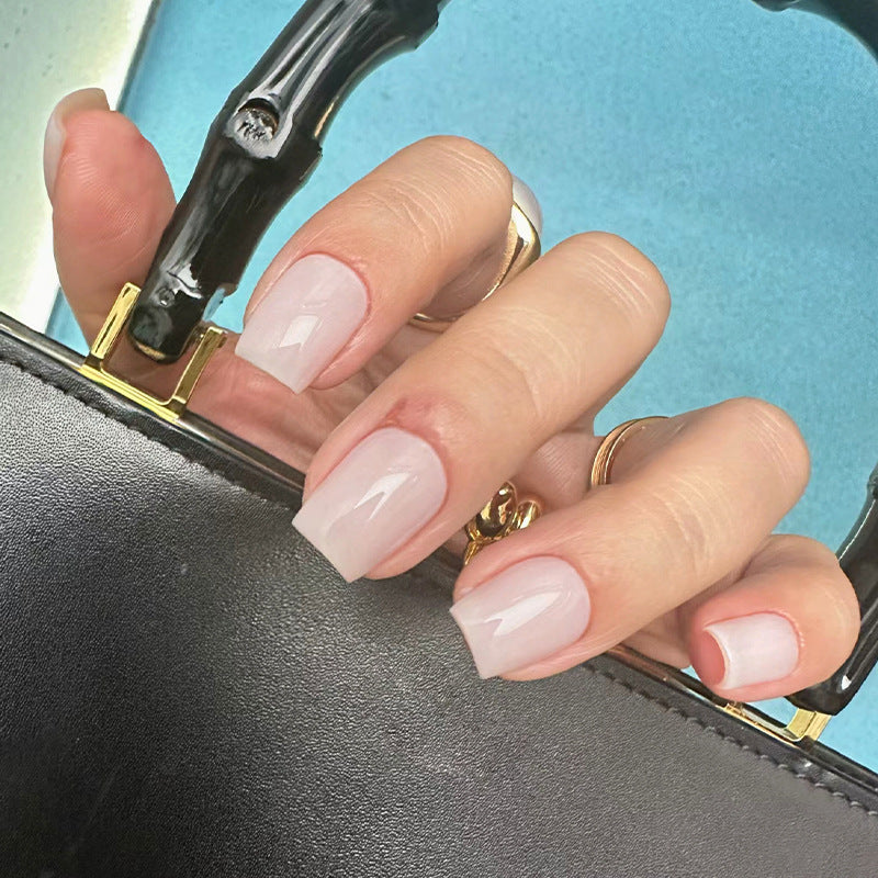 Chic Elegance Medium Square Soft Pink Glossy Press On Nail Set with Unique Shine Finish
