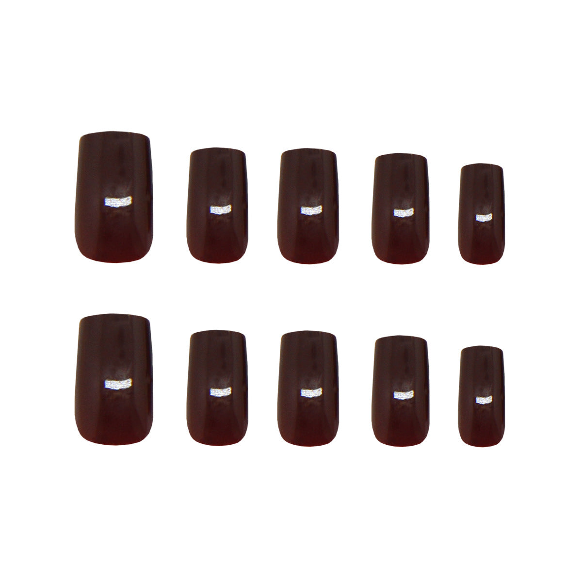 Chic Elegance Short Square Deep Red with Shimmering Accent Nail Set