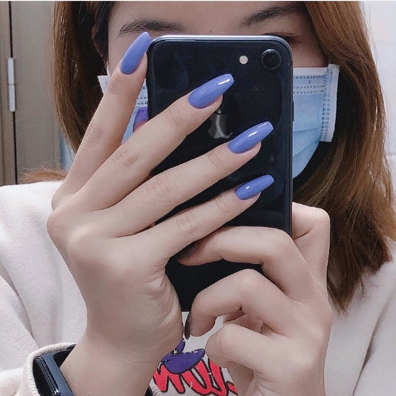 Elegant Lavender Medium Coffin Glossy Finish Press On Nail Set