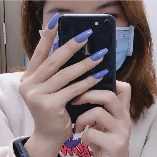 Elegant Lavender Medium Coffin Glossy Finish Press On Nail Set