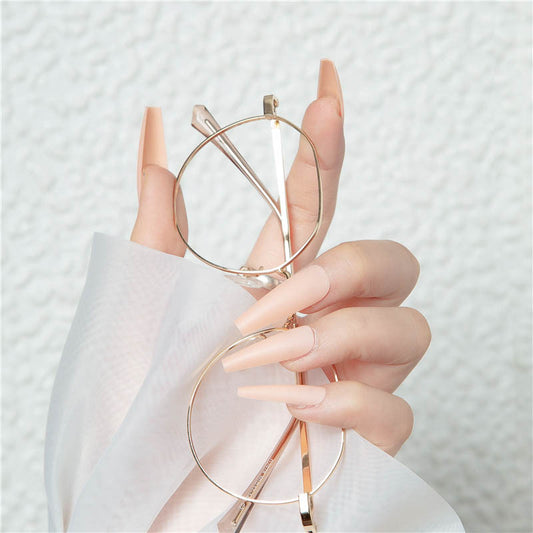 Chic Elegance Long Coffin Soft Pink Glossy Press On Nail Set with Salon Quality Finish