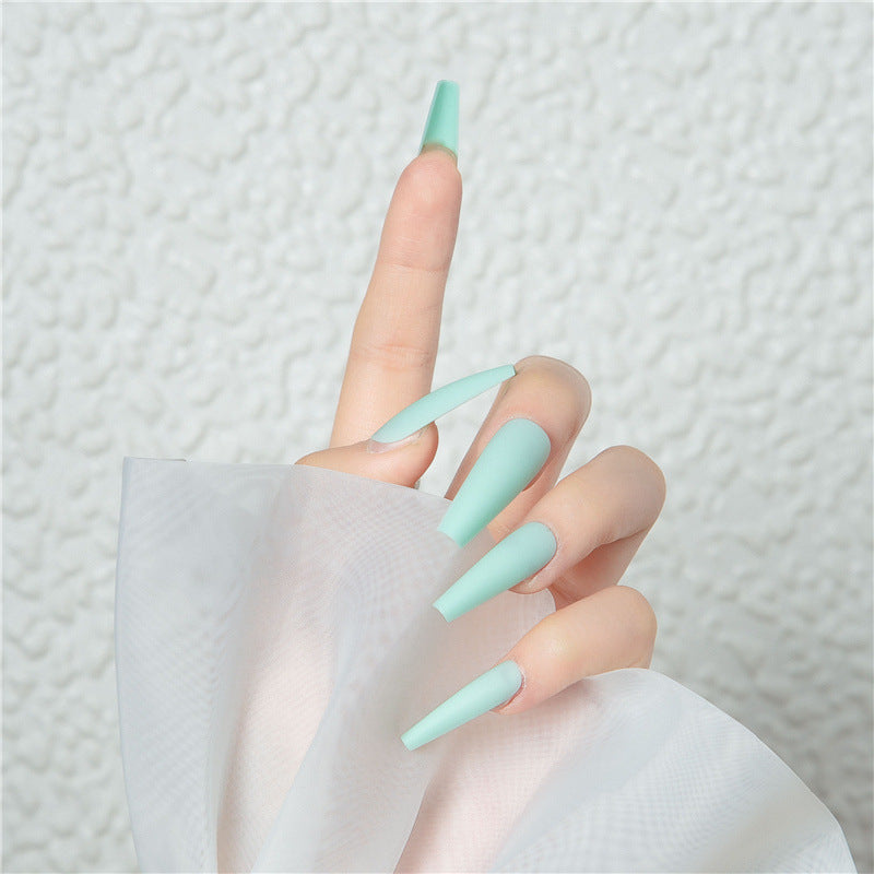 Minty Dream Long Coffin Press On Nail Set in Soft Mint Green with Matte Finish for a Breathable Look
