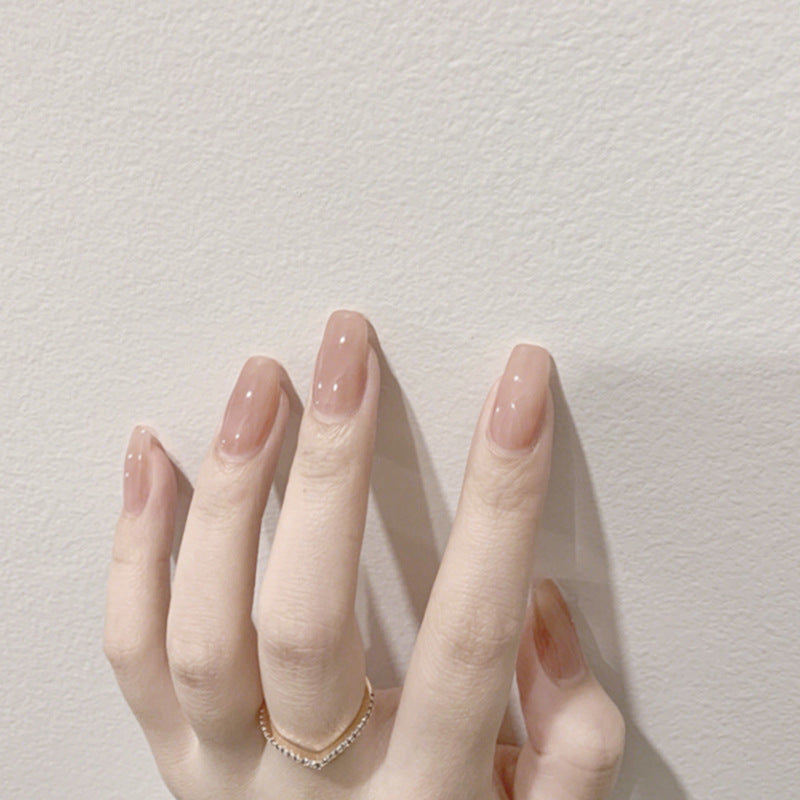 Elegant Affair Medium Coffin Beige Press On Nails with a Glossy Finish