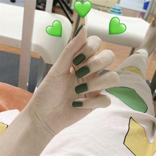 Enchanted Forest Matte Medium Square Olive Green Press On Nails with Comfort Flex Fit Technology