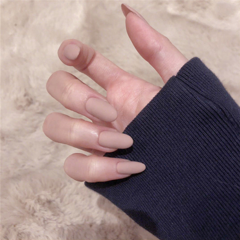 Elegant Affair Long Round Matte Taupe Press On Nail Set with Comfort Fit Design