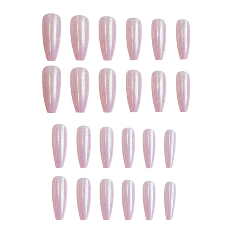 Enchanted Dream Press On Nails Long Coffin Shaped Iridescent Pink with Shimmering Finish