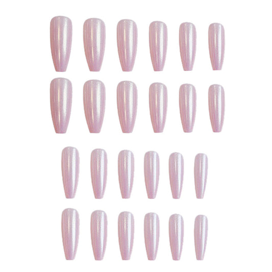 Enchanted Dream Press On Nails Long Coffin Shaped Iridescent Pink with Shimmering Finish