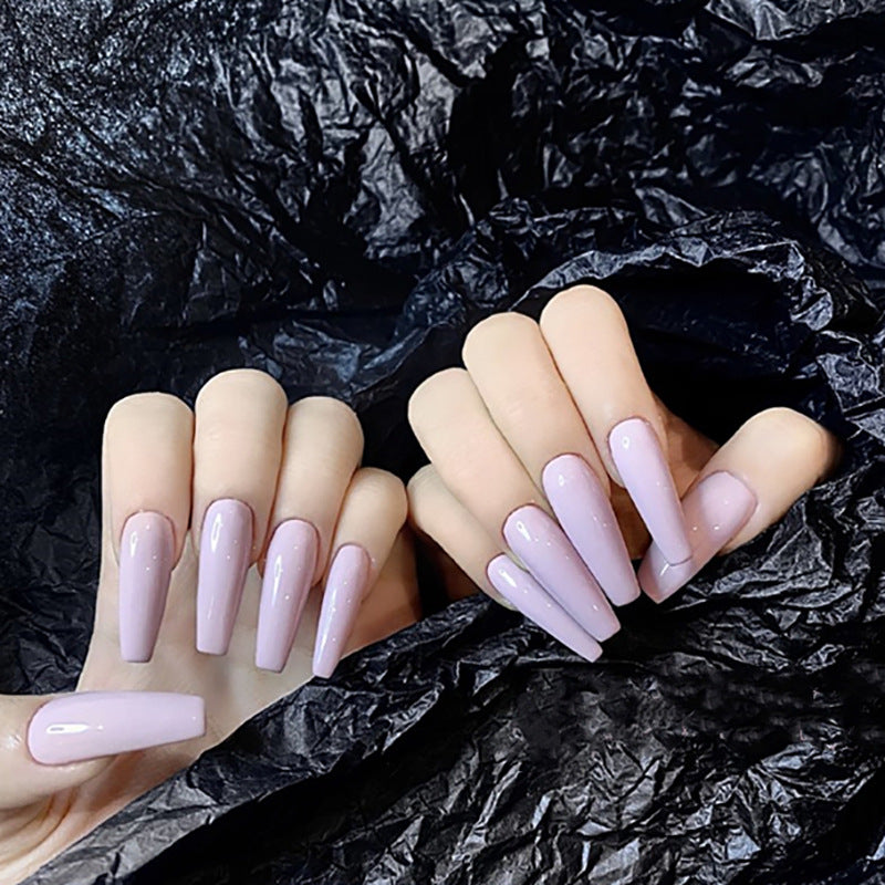 Enchanted Lavender Long Coffin Press On Nail Set with Sparkle Accents