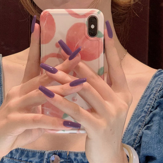 Elegant Lavender Long Coffin Press On Nails with Glossy Finish - Perfect for Chic Style Enthusiasts