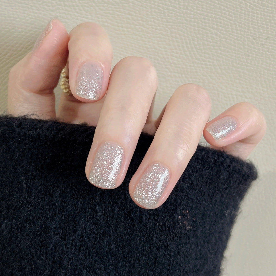 Celestial Dreams Medium Square Glittery Silver Nail Set