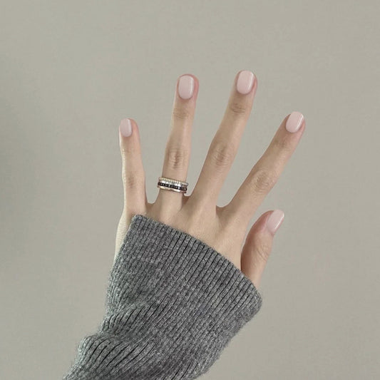 Elegant Bridal Bliss Short Squoval Pale Pink Press On Nail Set with UV Gel Coating