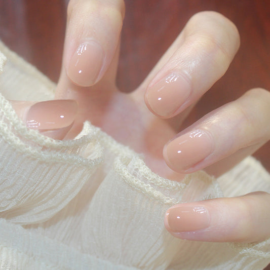 Elegant Affair Short Squoval Beige Press On Nail Set with High-Gloss Finish