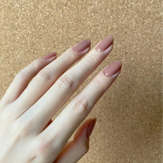 Elegant Autumn Long Oval Mauve Press On Nails with Glossy Finish