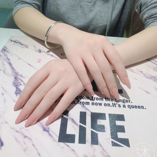 Elegant Chic Long Almond Pink Press On Nail Set with Matte Finish