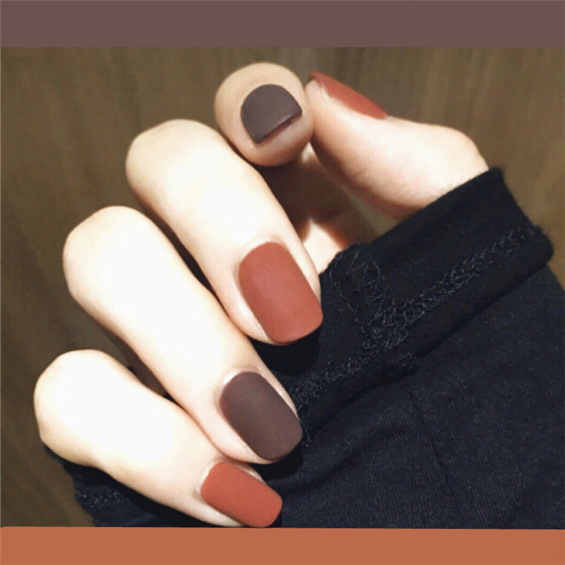 Autumn Elegance Short Oval Earth Tone Matte Finish Press On Nails