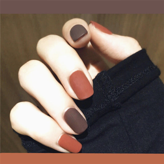 Autumn Elegance Short Oval Earth Tone Matte Finish Press On Nails