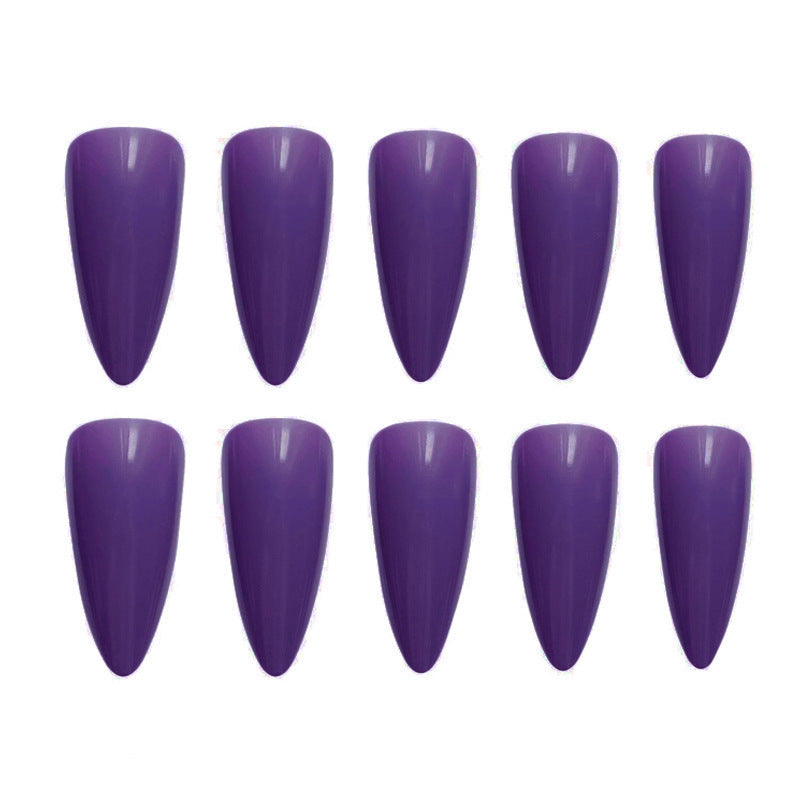 Enchanting Elegance Medium Almond Purple Press-On Nail Set with Glossy Finish